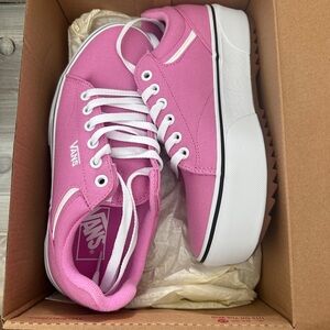 Vans Women's Pink Canvas Platform Sneakers